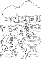 A coloring page of care bears